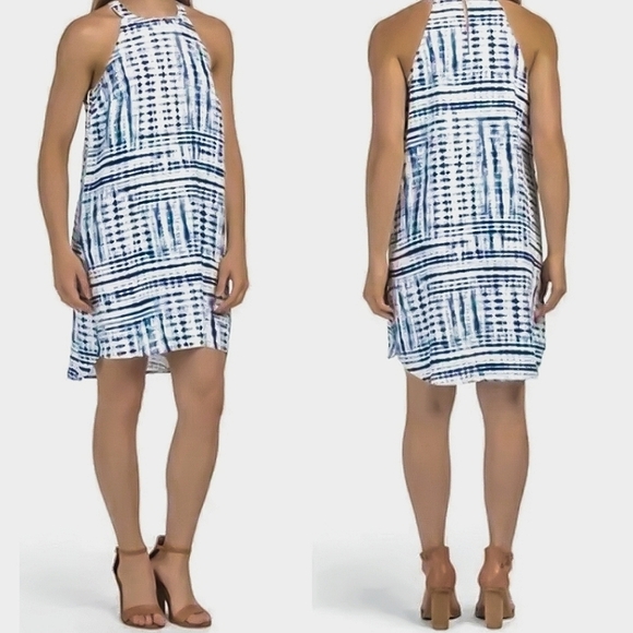 Cynthia Rowley 100% Linen Dress NWOT Size Small Blue and White - Picture 2 of 11